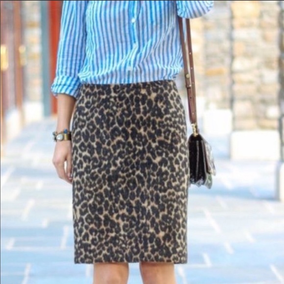 talbots leopard pencil skirt